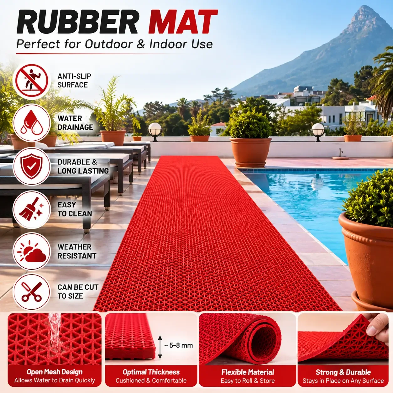 Anti-Skid PVC Rubber Floor Mat – Mud & Dirt Trapper for Home, Office & Entrance photo 4