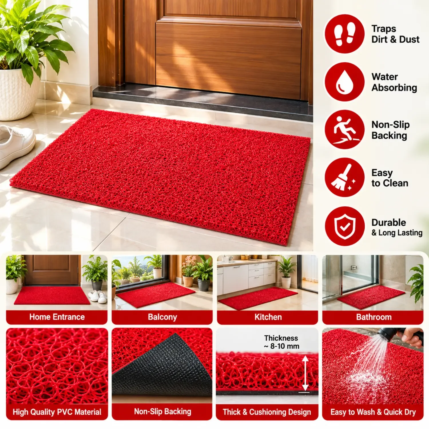 PVC Cushion Noodle Door Mat – Anti-Slip & Dirt Trapping Floor Mat photo 5