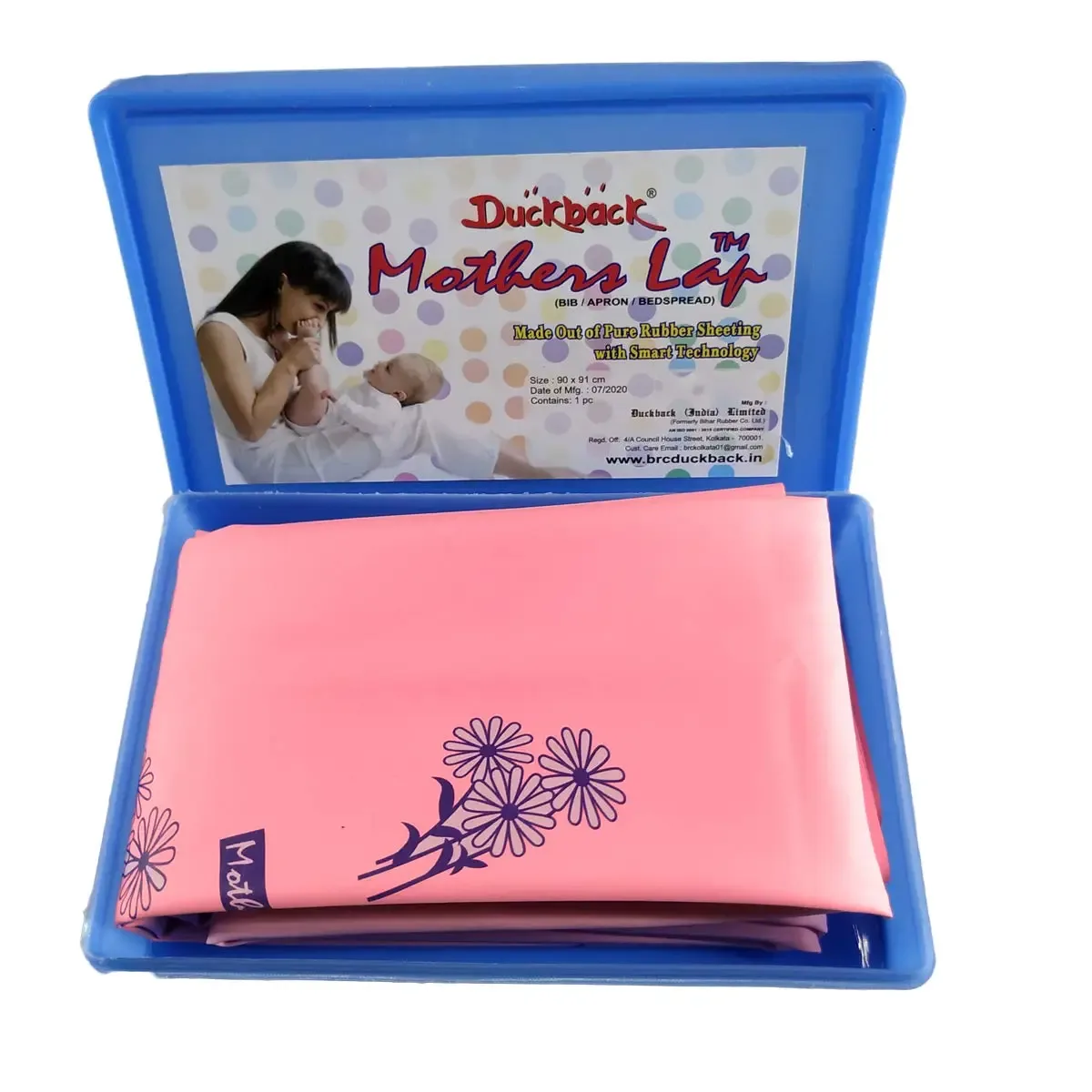 Baby Rubber Cloth Dry Sheet 90 x 90 cm – Pink Floral Waterproof Sheet photo 2