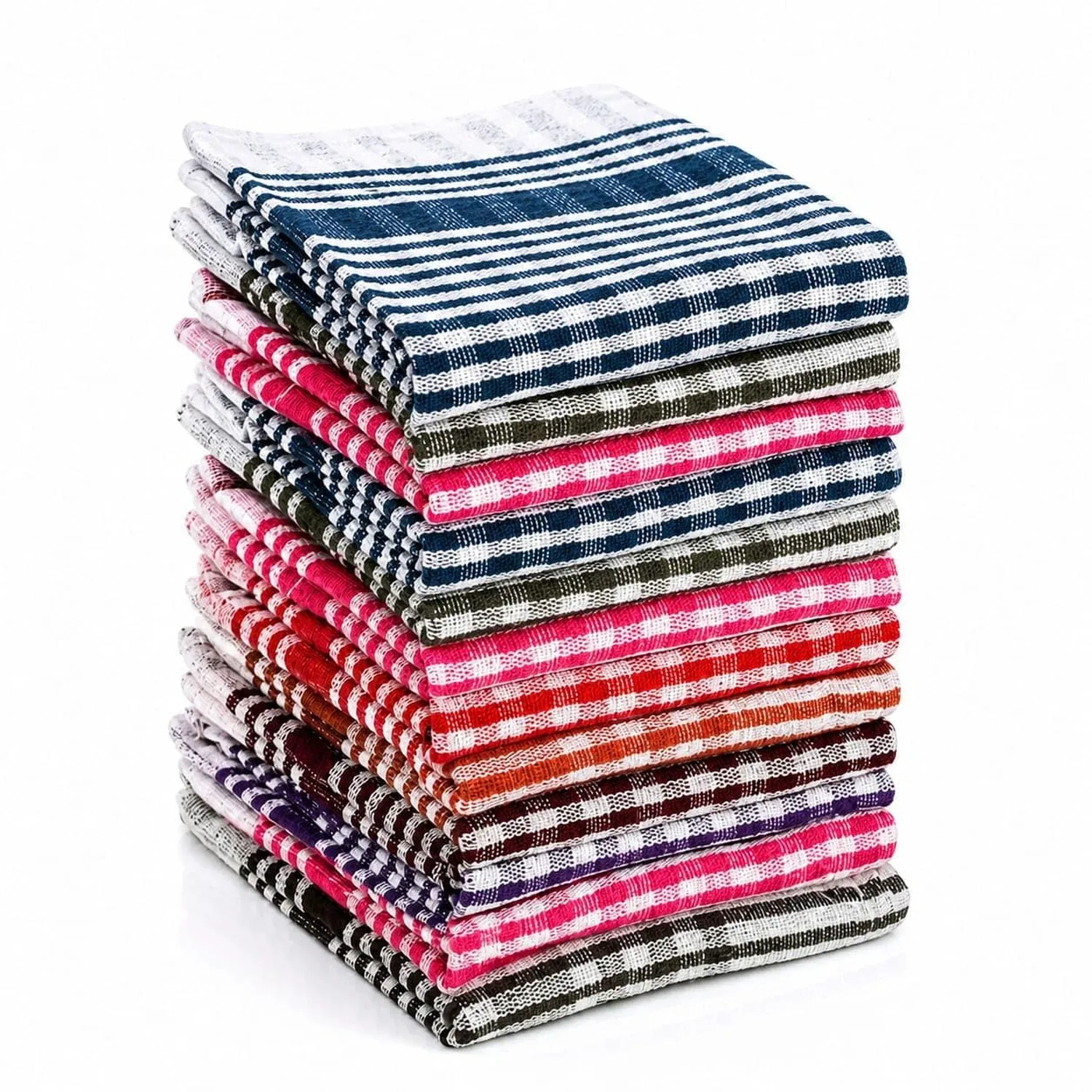Pack of 4 Cotton Kitchen Duster Cloths 16 x 16 Inch – Multicolour Checkered Cleaning Towels photo 1