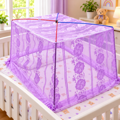 Baby 4 Stick Rectangle Mosquito Net for Baby Bed | Basanti Bedding photo 1