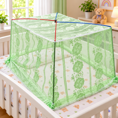 Baby 4 Stick Rectangle Mosquito Net for Baby Bed | Basanti Bedding photo 2