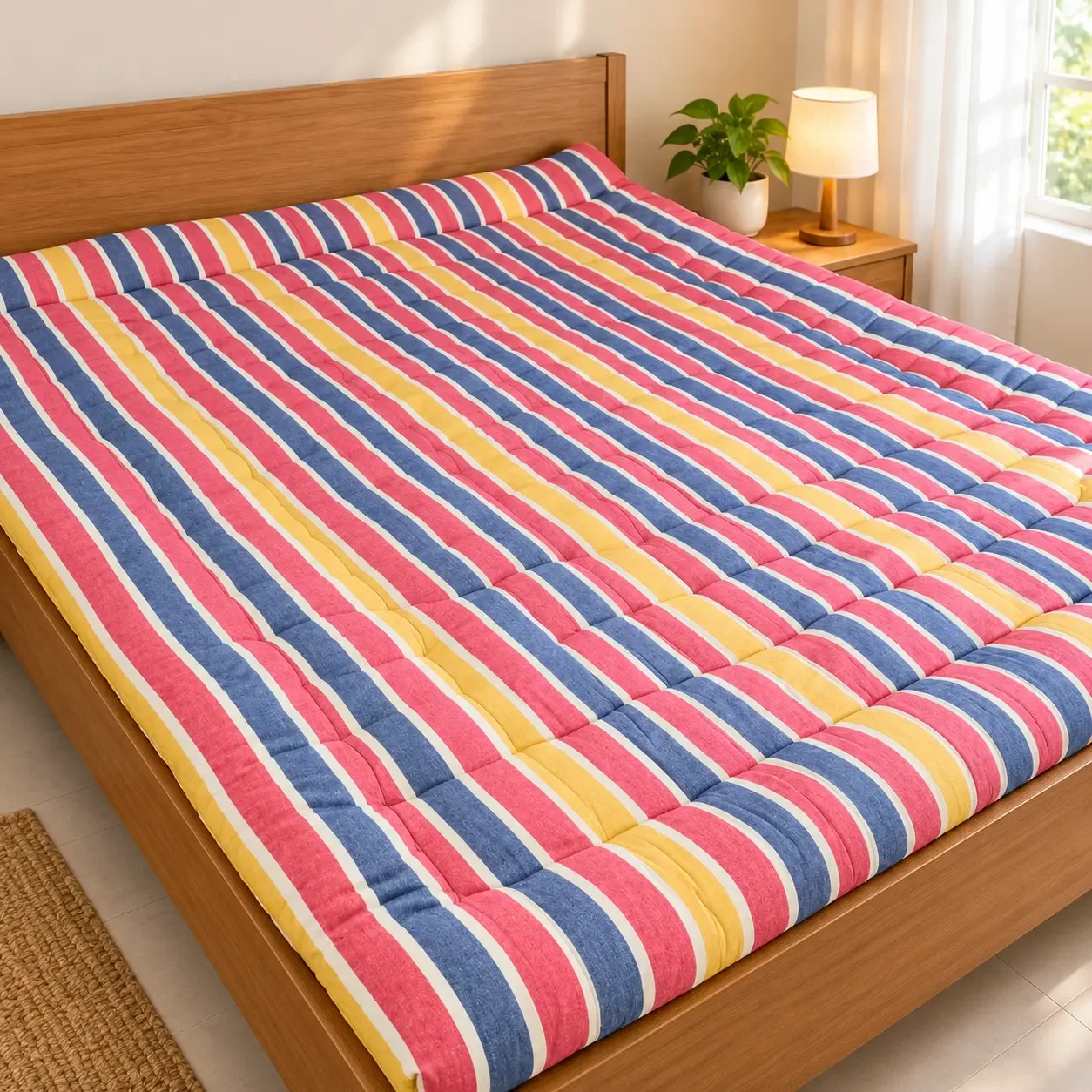 Pure Cotton Gadda Mattress 36 x 72 Inches – Blue Lining | Basanti Bedding photo 4