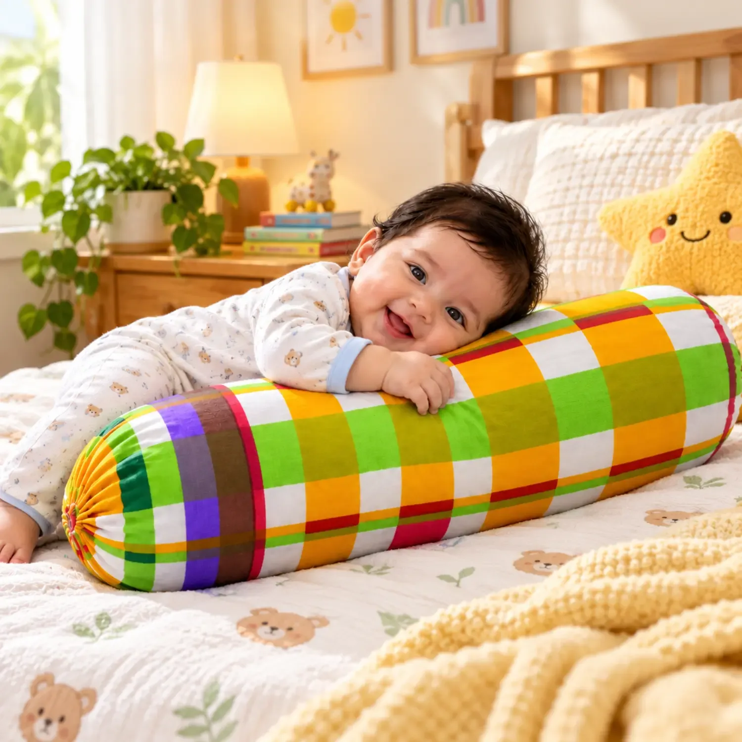 Baby Karpas Cotton Bolster Pillow 70 cm – Colorful Cotton Fabric | Basanti Bedding photo 1