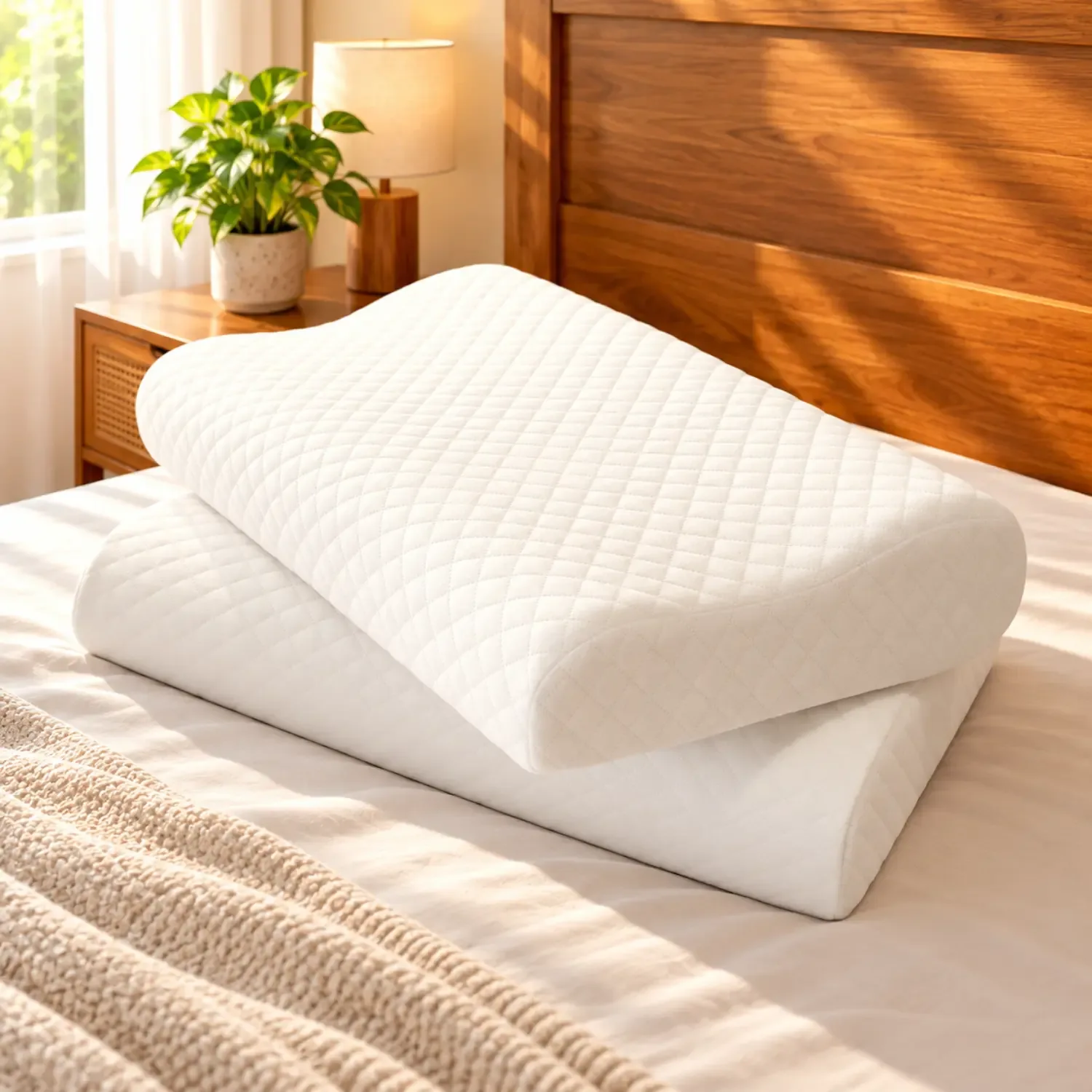 Basanti Bedding Memory Foam Cervical Pillow – Quilted Contour Pillow for Neck Support photo 1