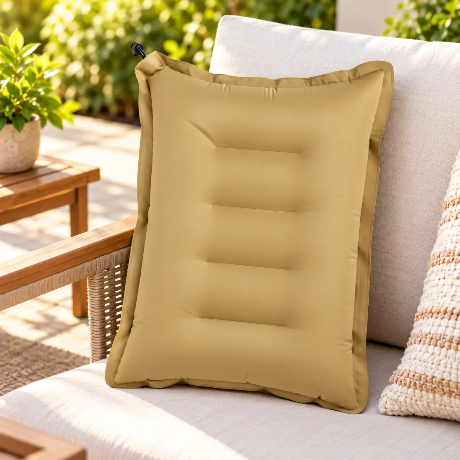 Basanti Bedding Inflatable Air Pillow – Brown Portable Travel Cushion photo 1