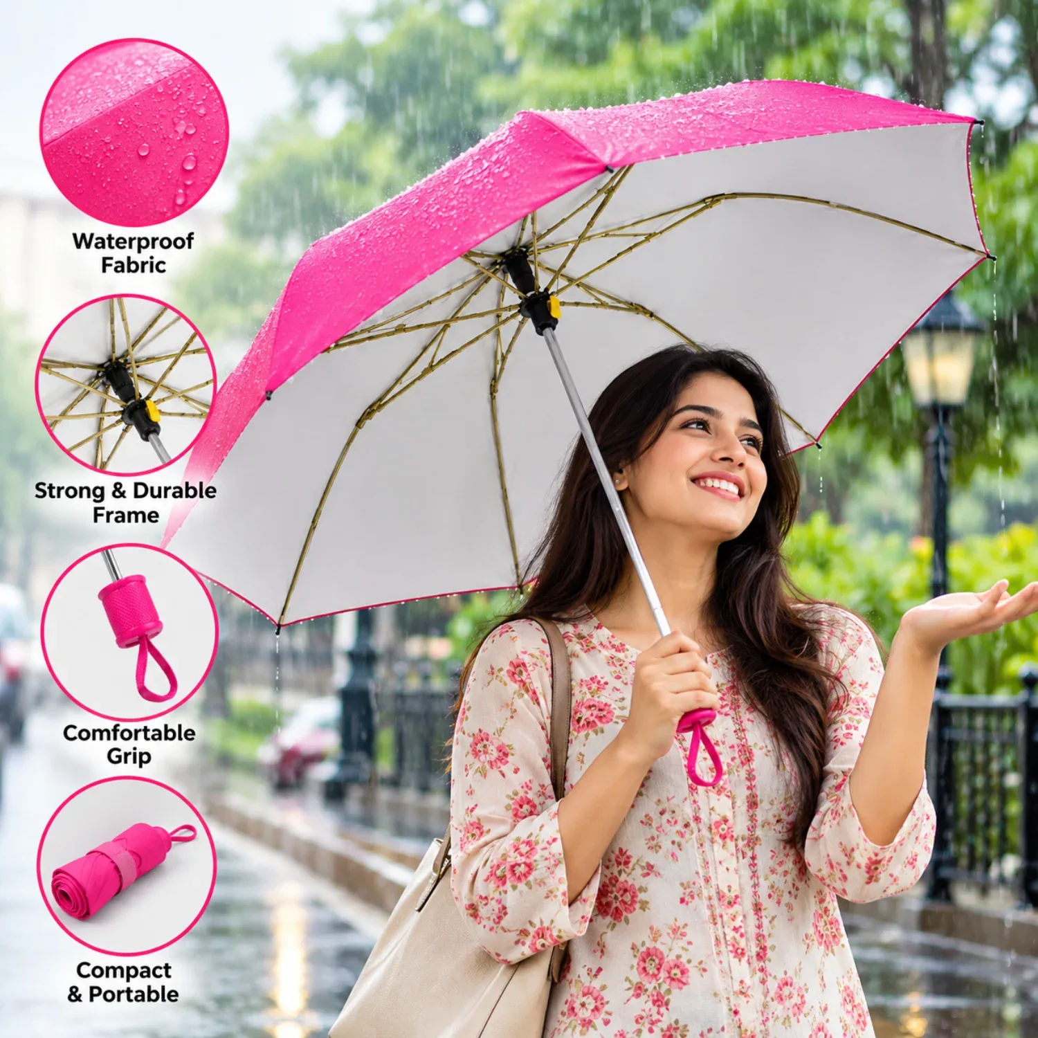 Kc pal & sons | Sara 3 Fold Big Size Umbrella for Men & Women – Windproof Rain & Sun Protection photo 1