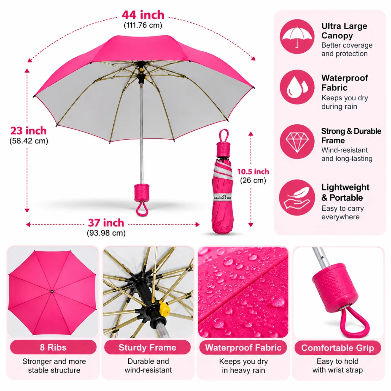 Kc pal & sons | Sara 3 Fold Big Size Umbrella for Men & Women – Windproof Rain & Sun Protection photo 3