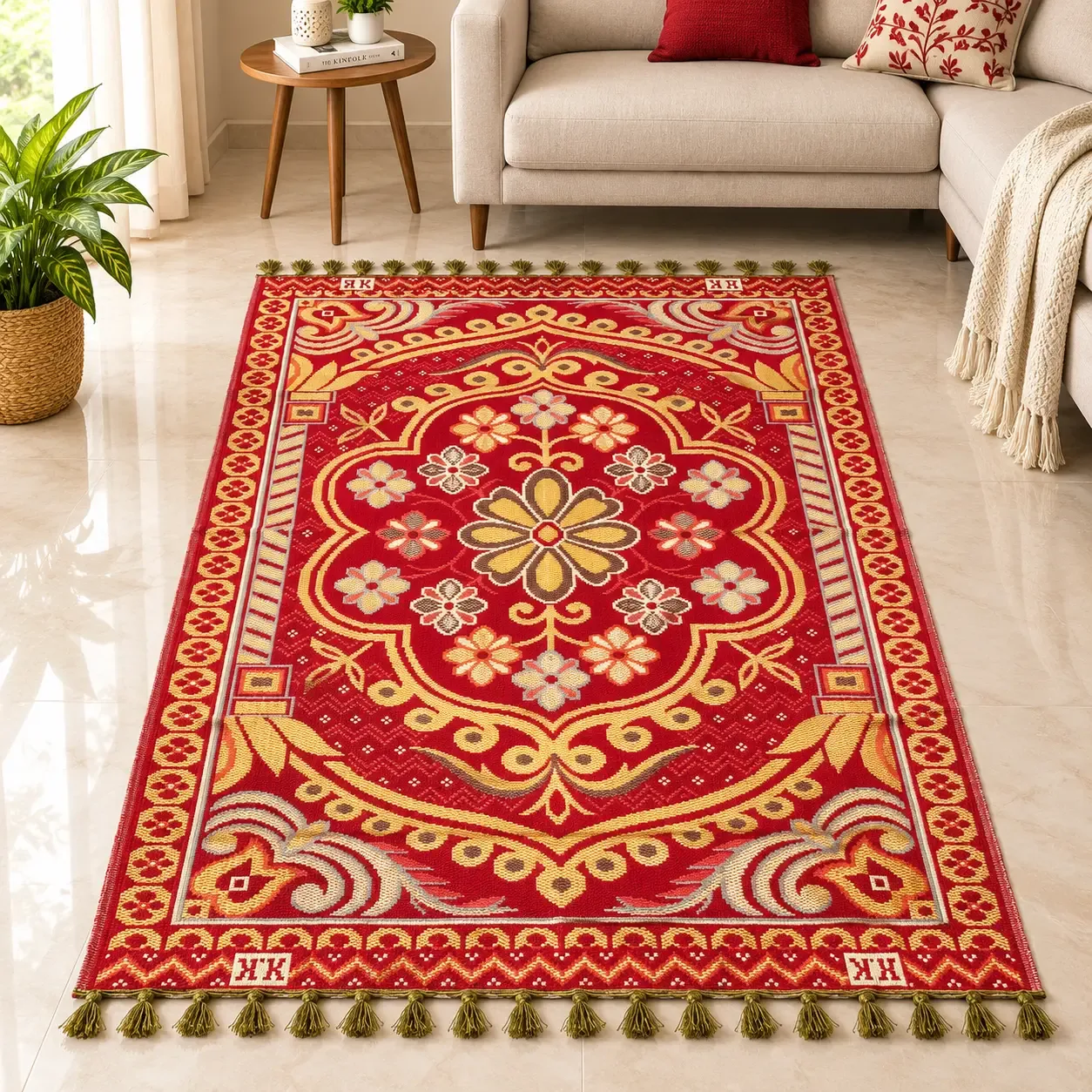 Designer Superfine Exclusive Cotton Rectangular Carpet / Area Rug / Bedside Runner / Durrie photo 1